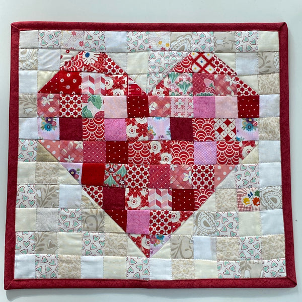 Scrappy Heart Mug Rug