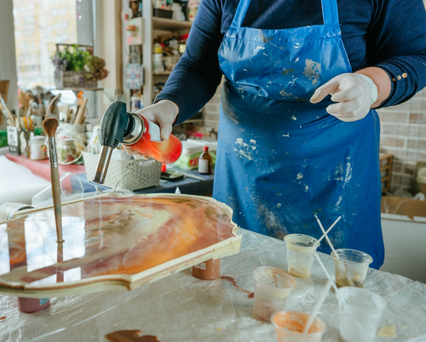 Epoxy Resin Art work with orange colors