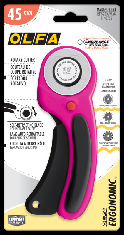 OLFA Delux 45mm Rotary Blade Cutter Trimmer Magenta