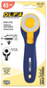 OLFA RTY-2C/NBL Easy and Quick-Change 45mm Rotary Cutter, Navy, With Anti-Slip Rotary Handle  and Sharp Rotary Blade Blue Packaging