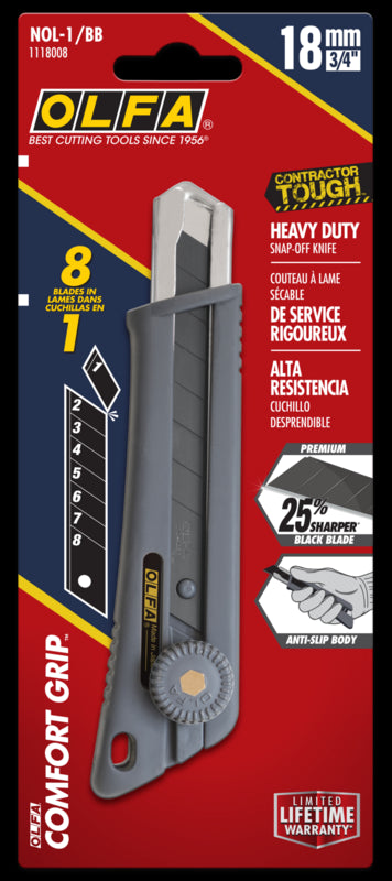 OLFA 18mm Heavy-Duty Utility Knife (L-1) - Multi-Purpose Custom Cutting  Depth Utility Knife w/ Ergonomic Grip Handle & Snap-Off Blade, Replacement