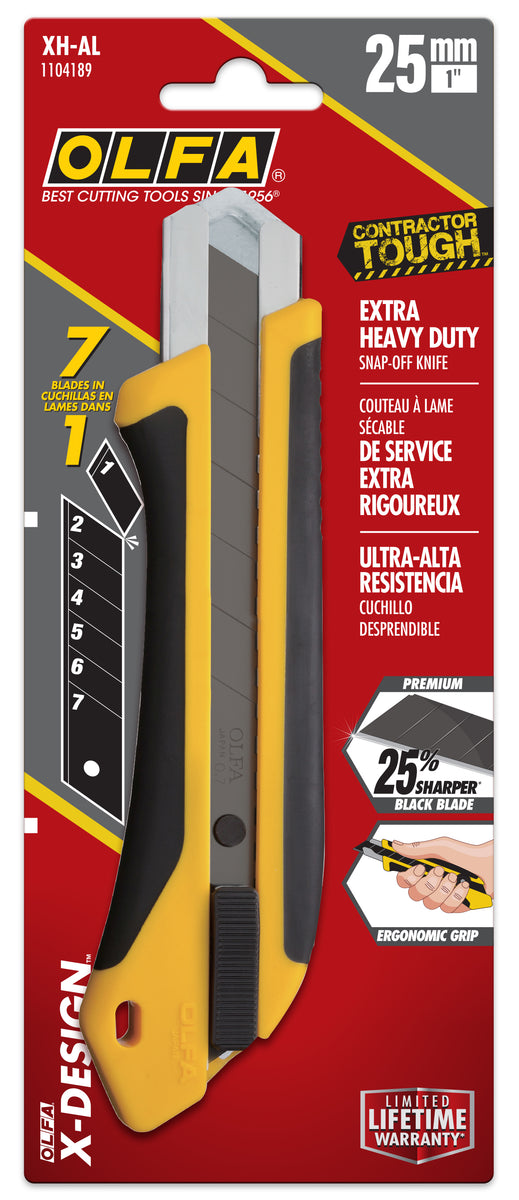 OLFA 25mm Heavy Duty Rubber Grip Utility Knife, Wind-lock