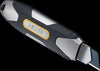 Backside of OLFA 18mm MXP-AL Die-Cast Aluminum Handle Auto-Lock Knife with LBB Ultra-Sharp Black Snap-Off Blade