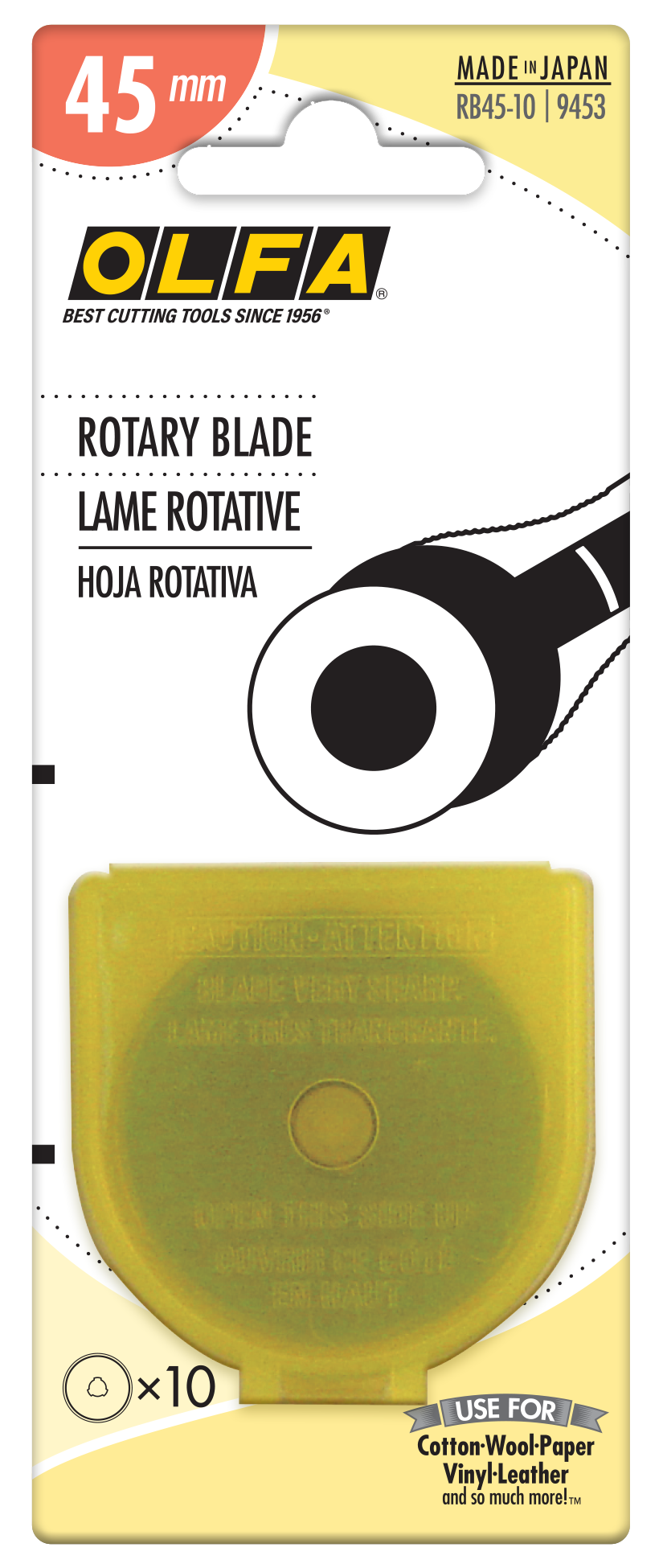 45mm Tungsten Steel Rotary Blade - 1, 2, 5, or 10 Packs - OLFA.com