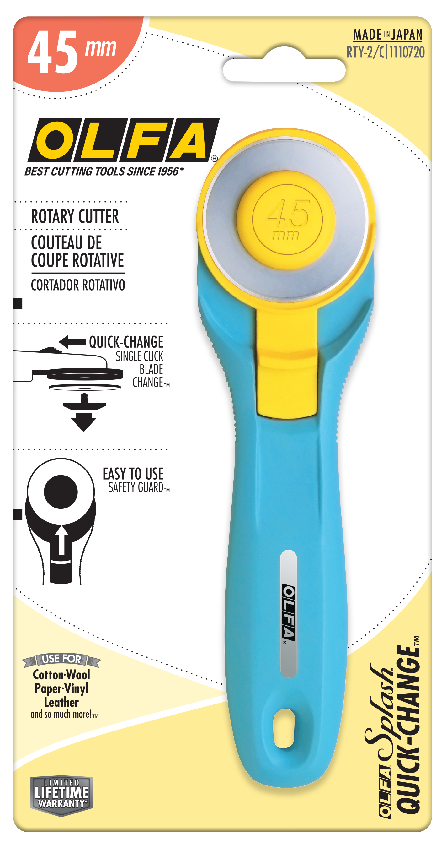 45mm RTY-2/C Quick-Change Rotary Cutter, Aqua - OLFA.com