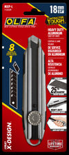 OLFA 18mm MXP-L Die-Cast Aluminum Handle Ratchet Knife packaging image, front