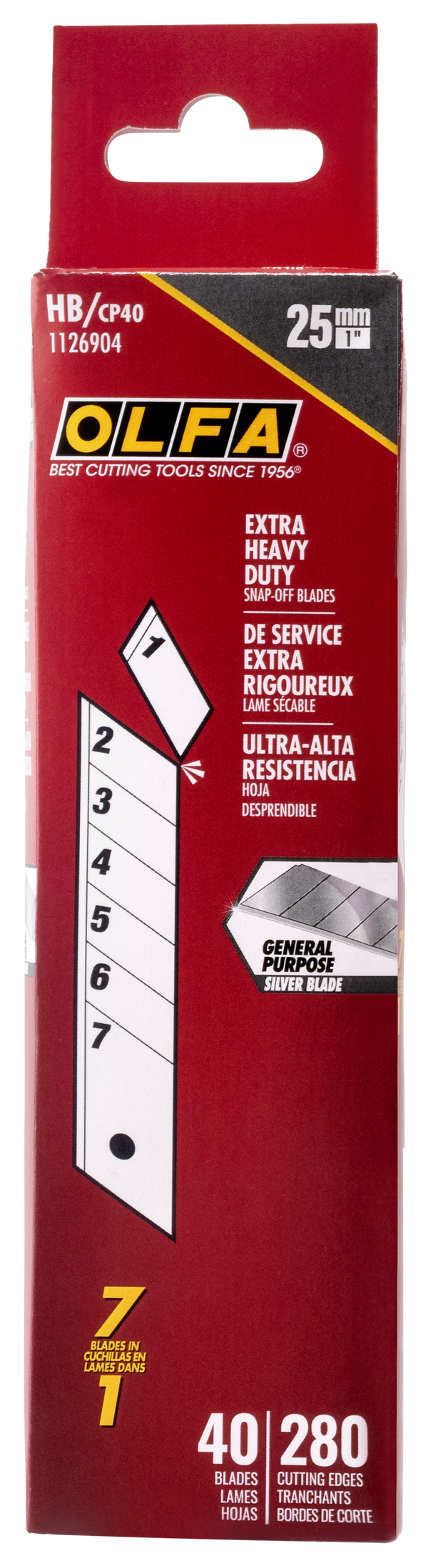 25mm HB Silver Snap Blade - 5, 20 or 40 Pack - OLFA.com