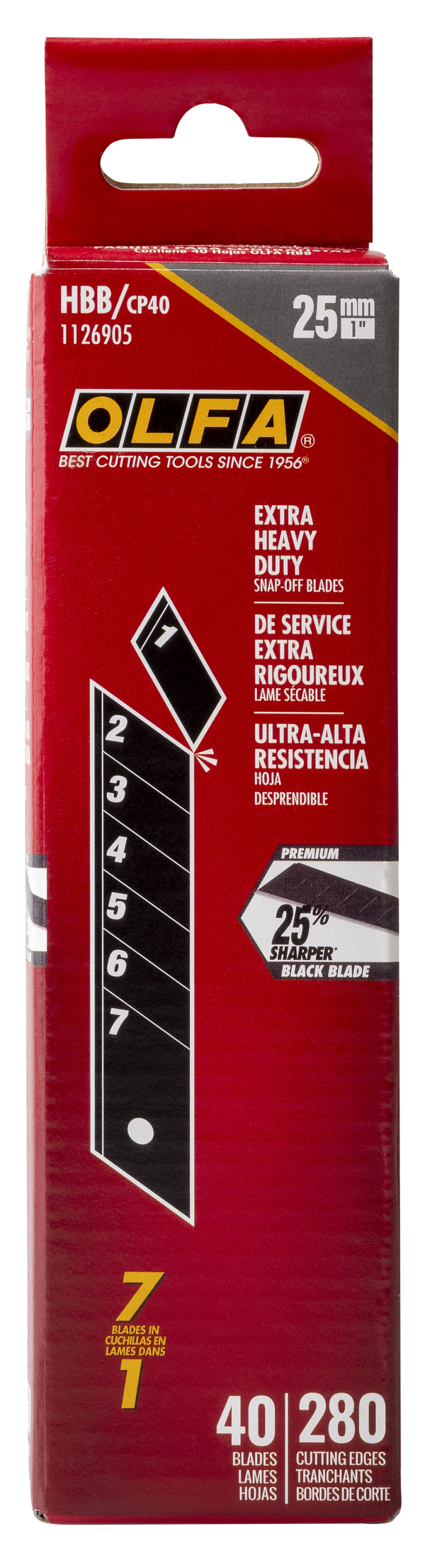 25mm HBB Ultra-Sharp Black Snap Blade - 5, 10, 20, or 40 Packs - OLFA.com