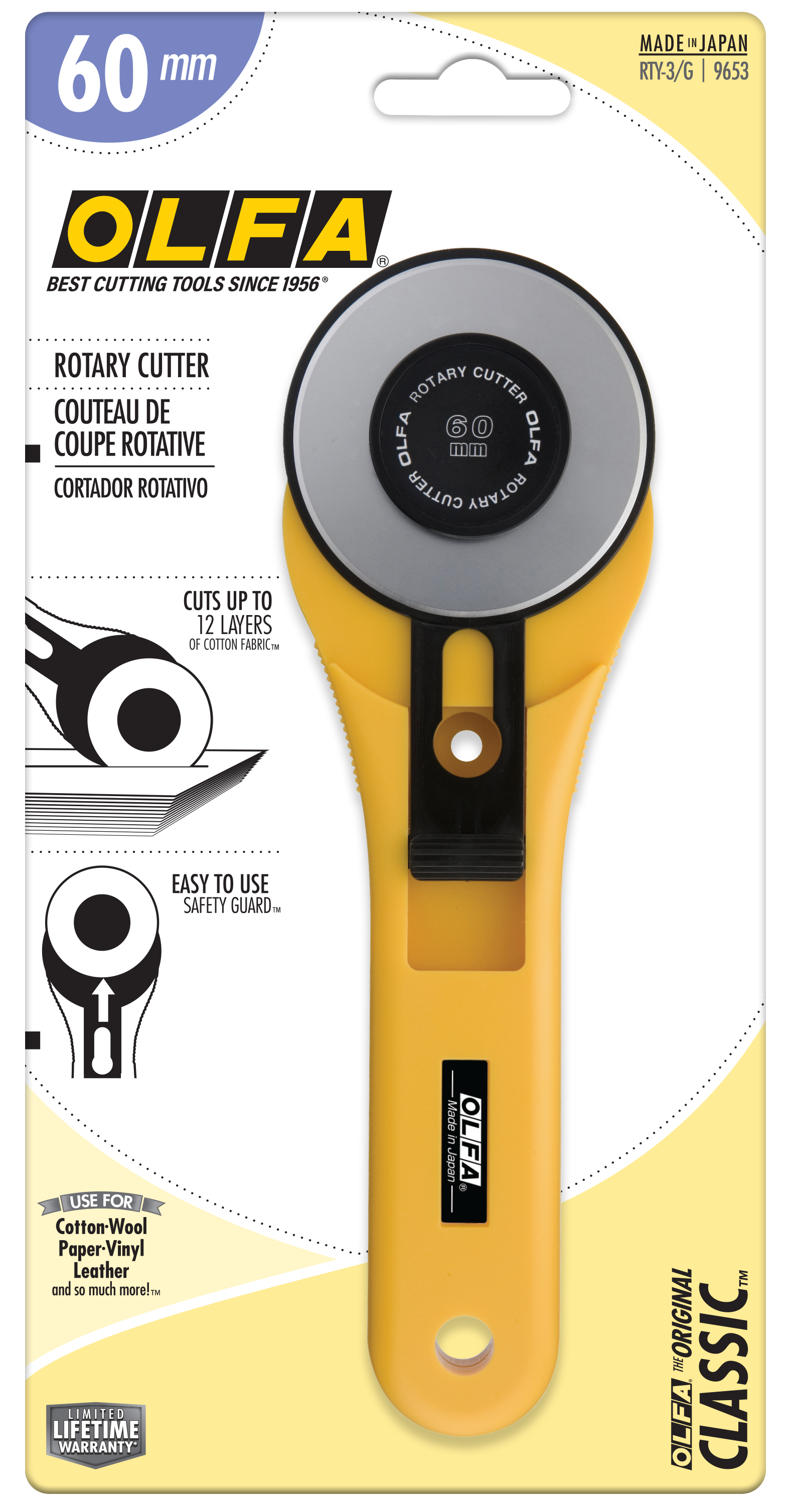 60mm RTY-3/G Straight Handle Rotary Cutter - OLFA.com