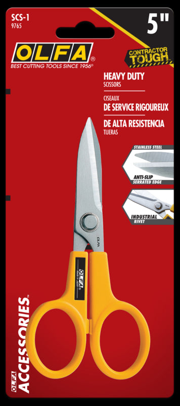 Olfa Scissors: 5 OAL, Stainless Steel Blades - Use w/ Aircraft Composites, Consumer & Industrial, Cutting Paper, Fabrics, Plastic & Rubber