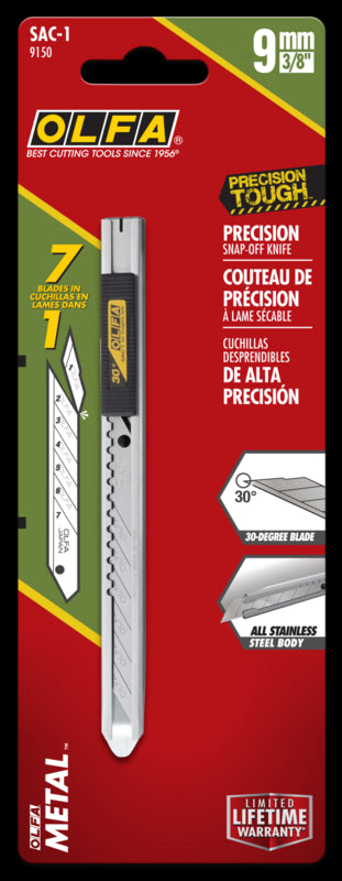 Olfa Stainless Steel Snap-Off Art Knife, Olfa #9150-SAC-1