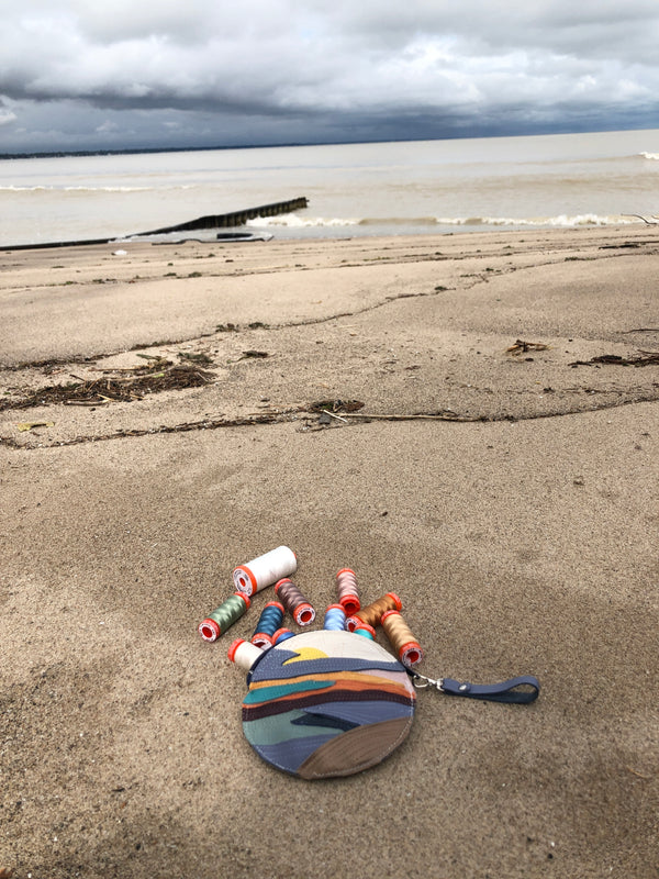 Slice & Stitch: Abstract Beach Zippered Pouch with OLFA
