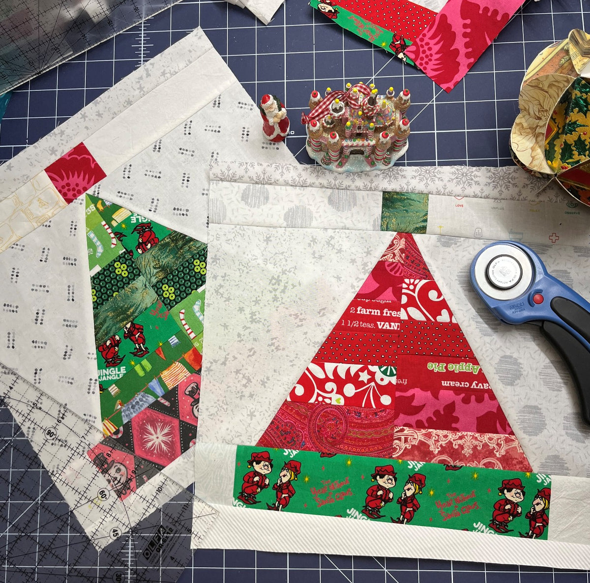 Santa Sewing Pattern Blocks Fun & Funky Christmas Quilt Block Series – – Santa Hat Block