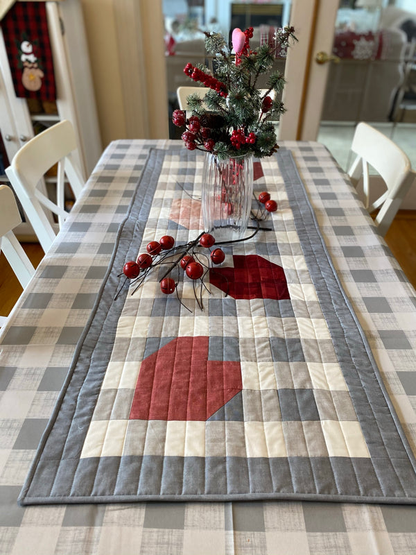 Buffalo Plaid Heart Table Runner