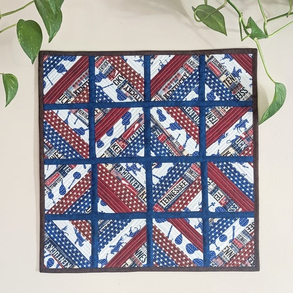 Kentucky/Tennesse - Scrappy stripes quilt-as-you-go mini quilt