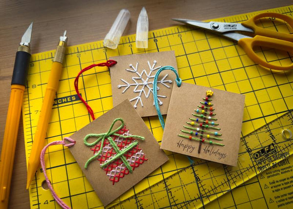 Create Festive Embroidered Paper Tags for Your Gifts