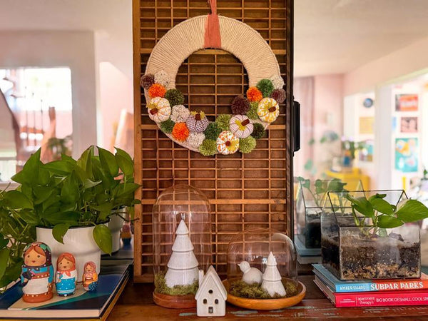DIY Fall Decor: Make a Crochet Wreath with Fabric Pumpkins