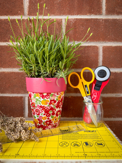 Découpage Project: DIY Fabric Covered Flowerpot