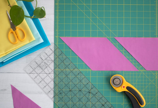 Cutting 45-degree diamonds from strips