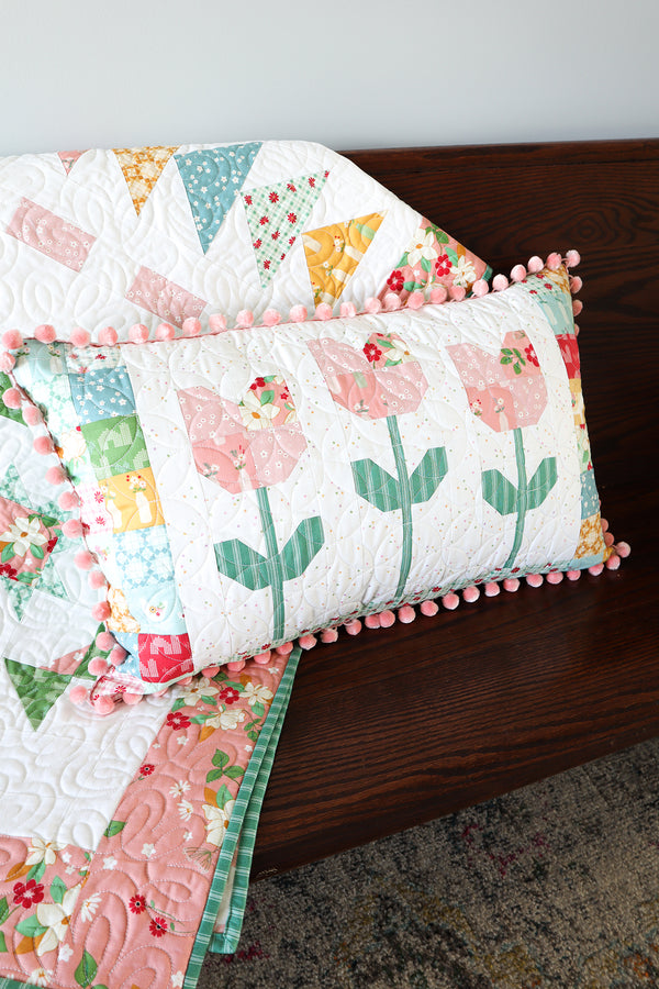 Patchwork Tulip Bench Pillow
