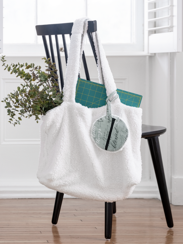 Sherpa & Canvas Reversible Tote with Circle Pouch