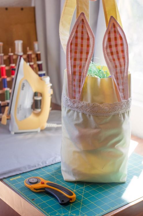 Pillowcase Repurposed to Bunny Easter Bag