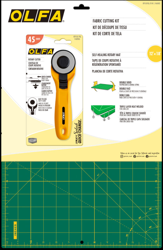 OLFA RTY-2CYEL/ST-01 Fabric Cutting Kit, Yellow - OLFA.com