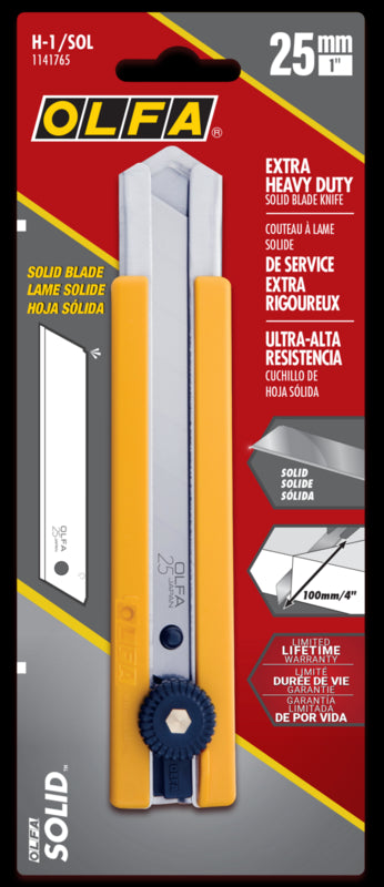Olfa 25 mm H-1 / Sol Rubber Encart Utility Couteau avec une lame solide