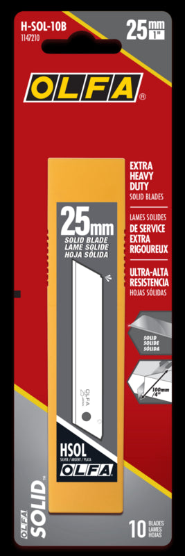 OLFA 25 mm H-SOL-10B Solid Blades, 10pk