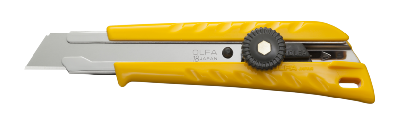 OLFA 18mm Ratchet Lock Utility Knife with Solid Blade | L-1/SOL