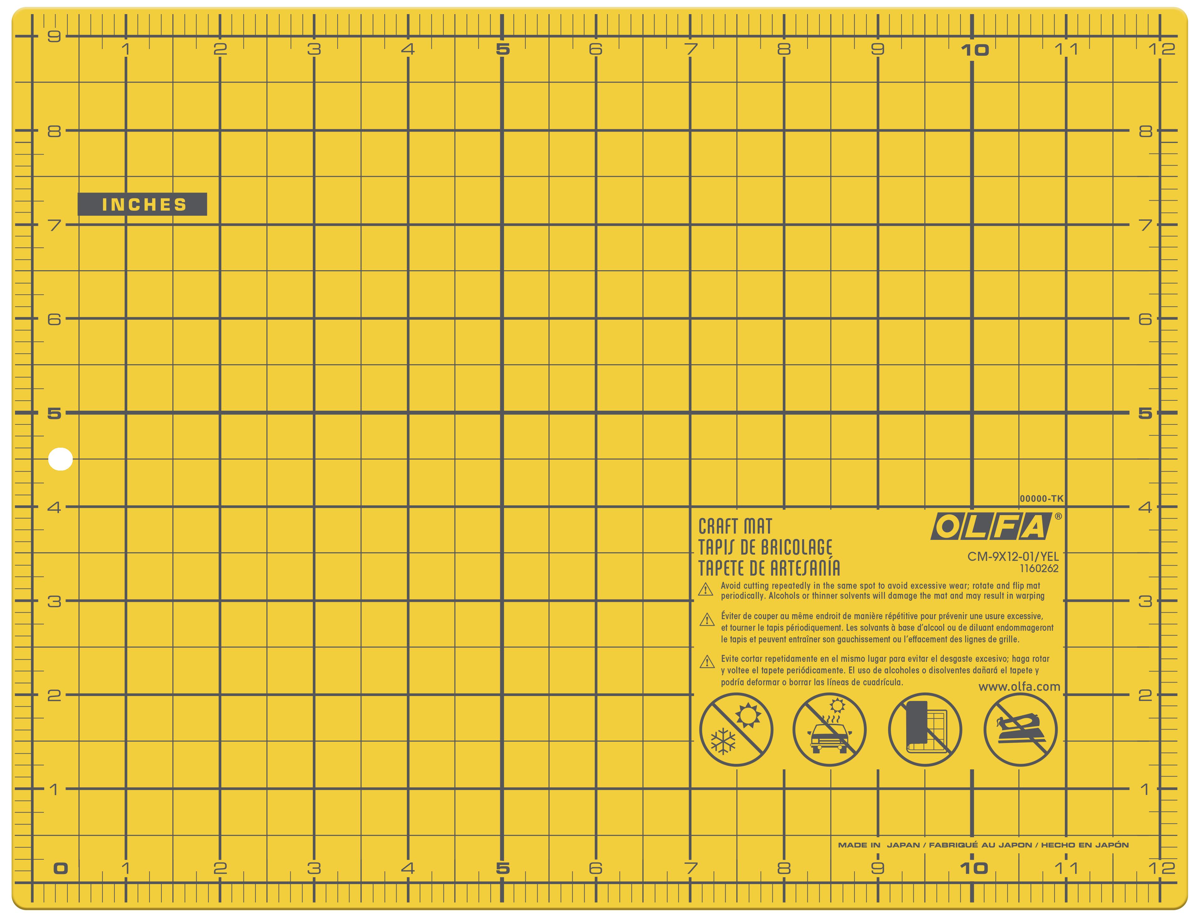 CM-9x12-01/YEL Double-Sided Self-Healing Cutting Mat - OLFA.com