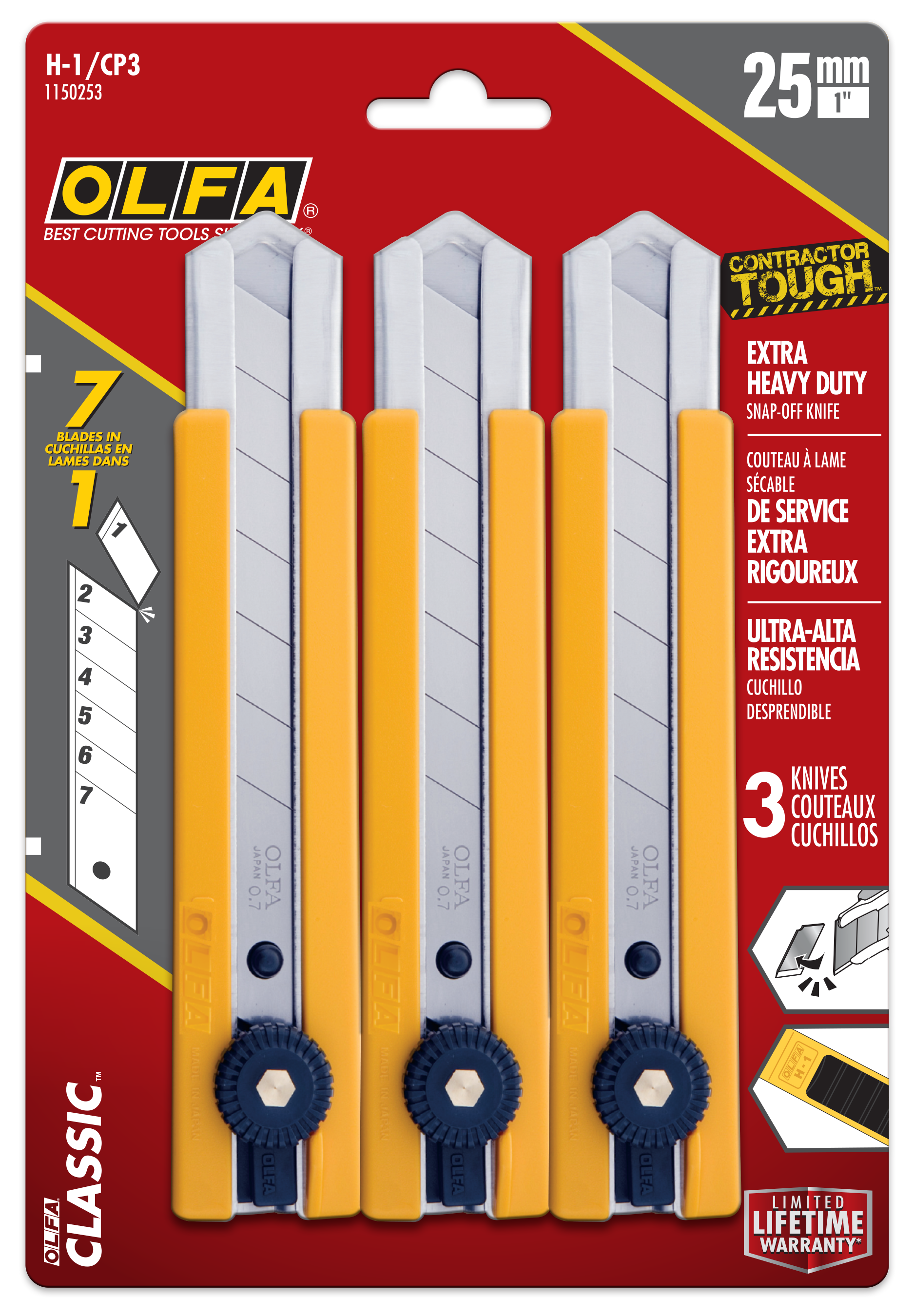 Classic Extra Heavy-Duty Ratchet-Lock Utility Knife with Anti-Slip Grip, 3-Pack - OLFA.com