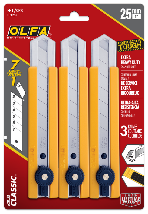 Classic Extra Heavy-Duty Ratchet-Lock Utility Knife with Anti-Slip Grip, 3-Pack - OLFA.com