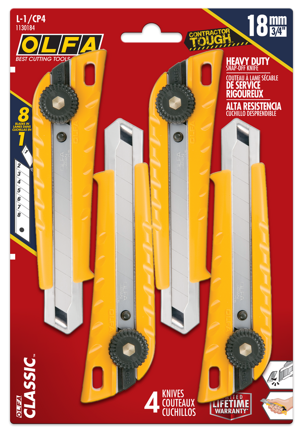 Classic Heavy Duty Ratchet-Lock Utility Knife, 4-Pack
