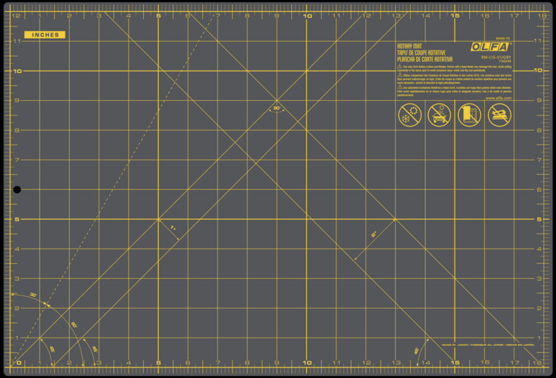 RM-CG-01/GRY 12”x18” Double-Sided Self-Healing Rotary Mat, Gray - OLFA.com