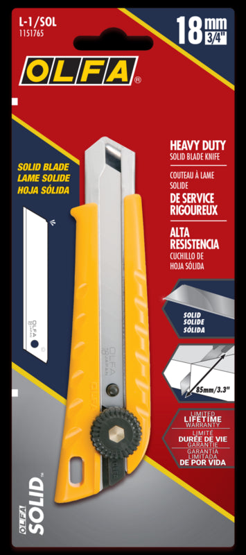 OLFA 18 mm L-1 / Sol Case Utilitaire de verrouillage à cliquet avec une lame solide