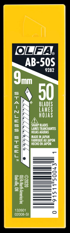 9mm AB-S Stainless Steel Snap Blades - 10 or 50 Pack - OLFA.com