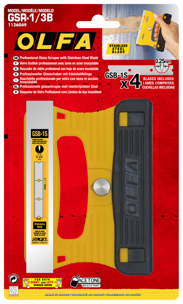 120mm GSR-1/3B Stainless Steel Multi-Grip Scraper - OLFA.com