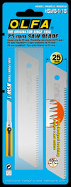 OLFA 25mm HSWB-1/1B Saw Blade shown in package. One blade / pack.