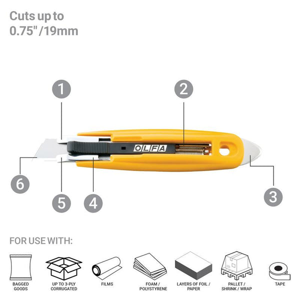 SK-9 Semi-Automatic Self-Retracting Safety Knife with Tape Splitter - OLFA.com