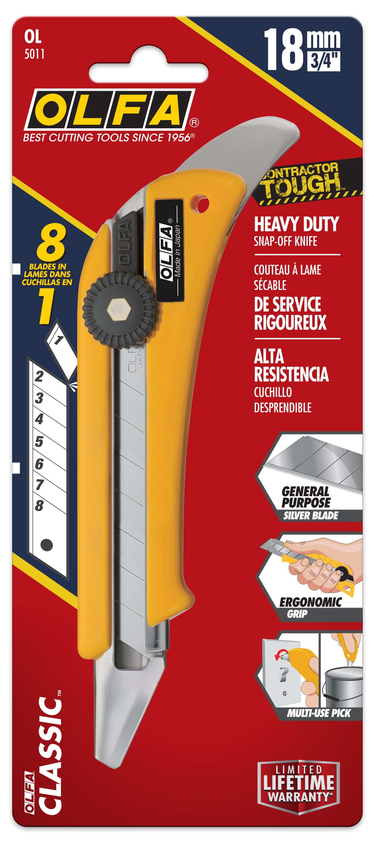 18mm OL Extended Depth Utility Knife with Carpet Tuck Tool - OLFA.com