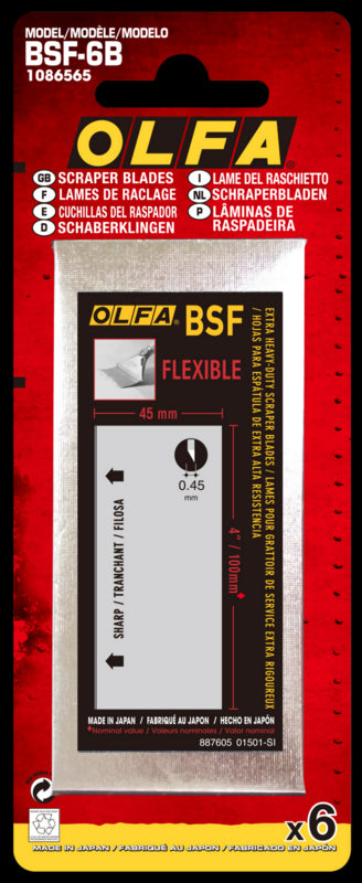 100mm BSF-6B Flexible Dual-Edge Scraper Blade - 6 Pack - OLFA.com
