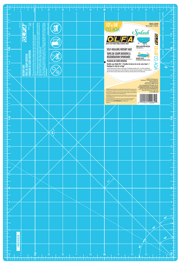 RM-CG/AQA 12" x 18" Double-Sided, Self-Healing Rotary Mat, Aqua - OLFA.com