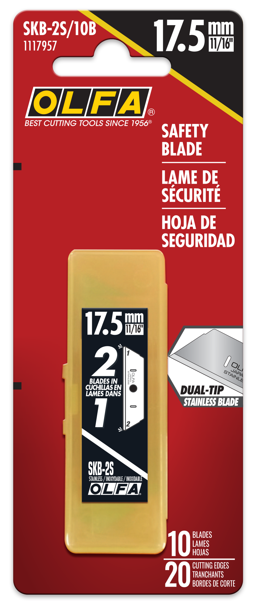 SKB-2S Dual-Edge Stainless Steel Safety Blade - 10 Pack - OLFA.com