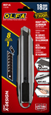 OLFA 18mm MXP-AL Die-Cast Aluminum Handle Auto-Lock Knife packaging image, front