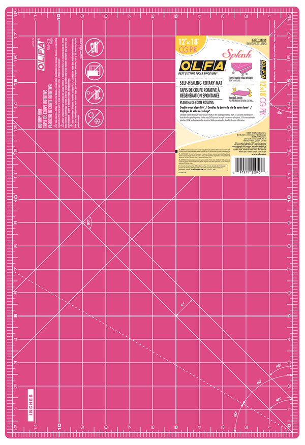 RM-CG/PIK 12" x 18" Double-Sided, Self-Healing Rotary Mat, Pink - OLFA.com