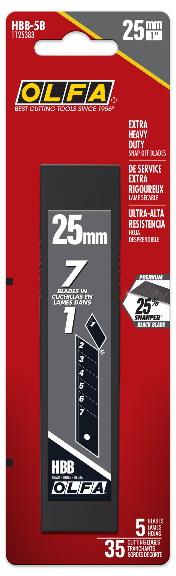 25mm HBB Ultra-Sharp Black Snap Blade - 5, 10, 20, or 40 Packs - OLFA.com