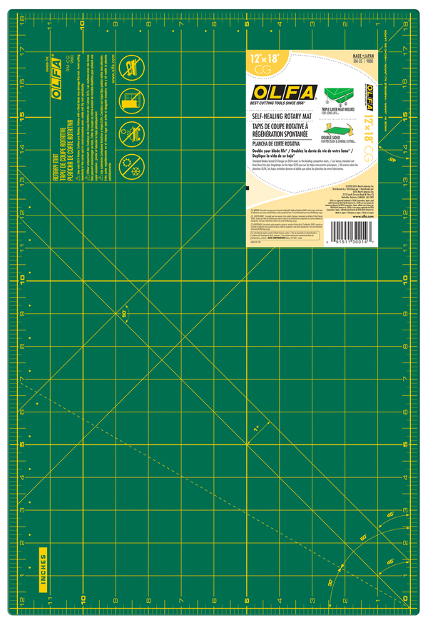 RM-CG; RM-CG-01  12" x 18" Green Double-Sided, Self-Healing Rotary Mat - OLFA.com