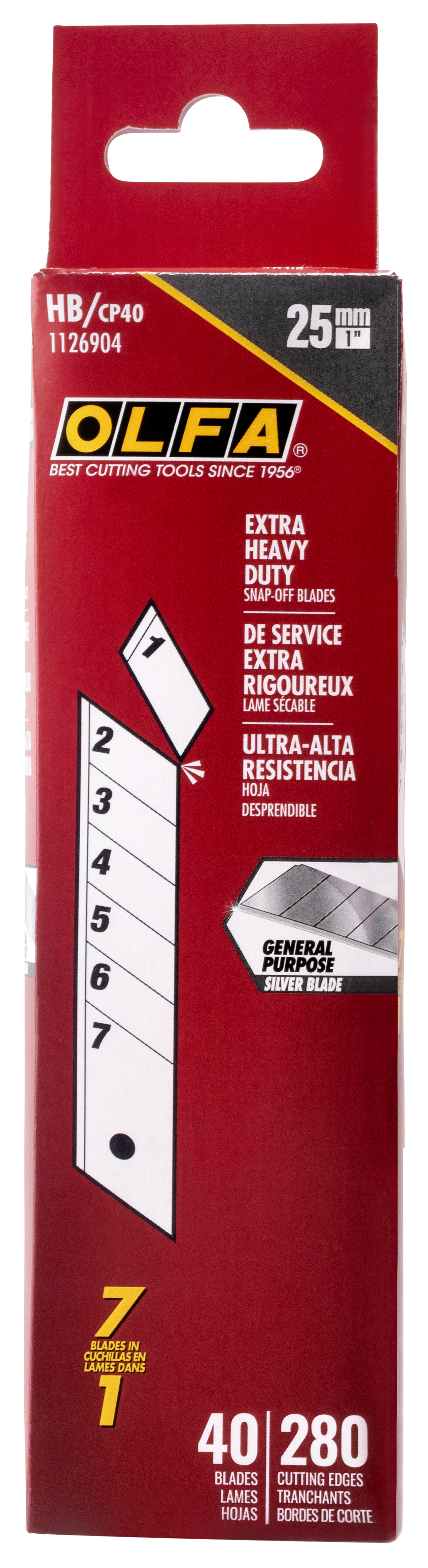 OLFA 25mm HB Silver Snap Blades - 5, 20, or 40 Pk