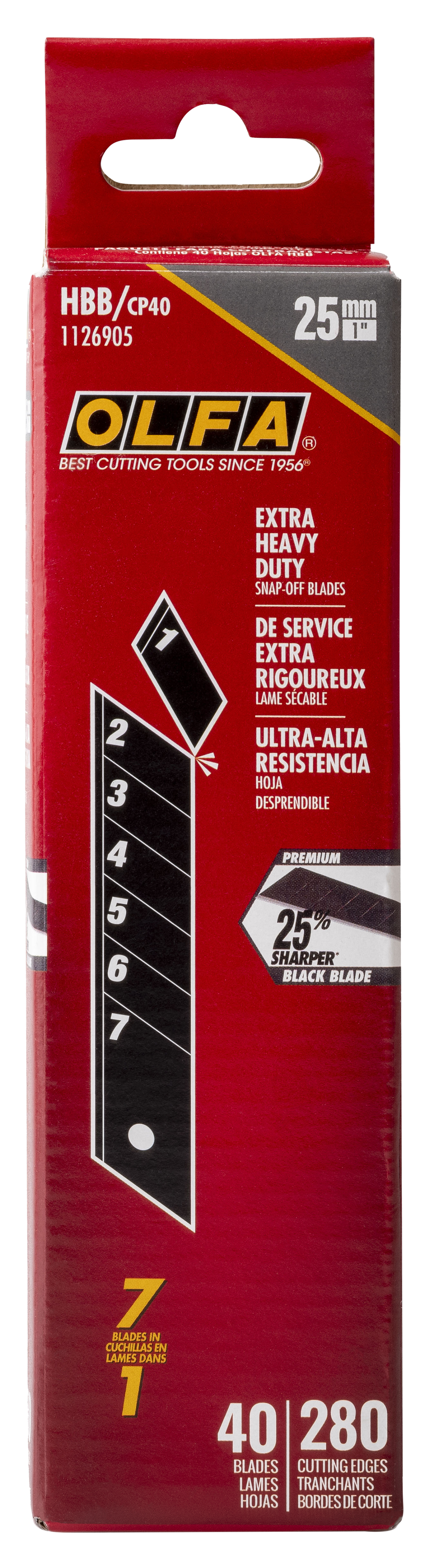 25mm HBB Ultra-Sharp Black Snap Blade - 5, 10, 20, or 40 Packs - OLFA.com